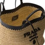MEDIUM CROCHET AND LEATHER TOTE BAG