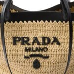 MEDIUM CROCHET AND LEATHER TOTE BAG