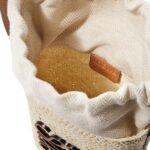 PAULAS IBIZA SQUARE POCKET LEATHER TRIMMED RAFFIA BUCKET BAG