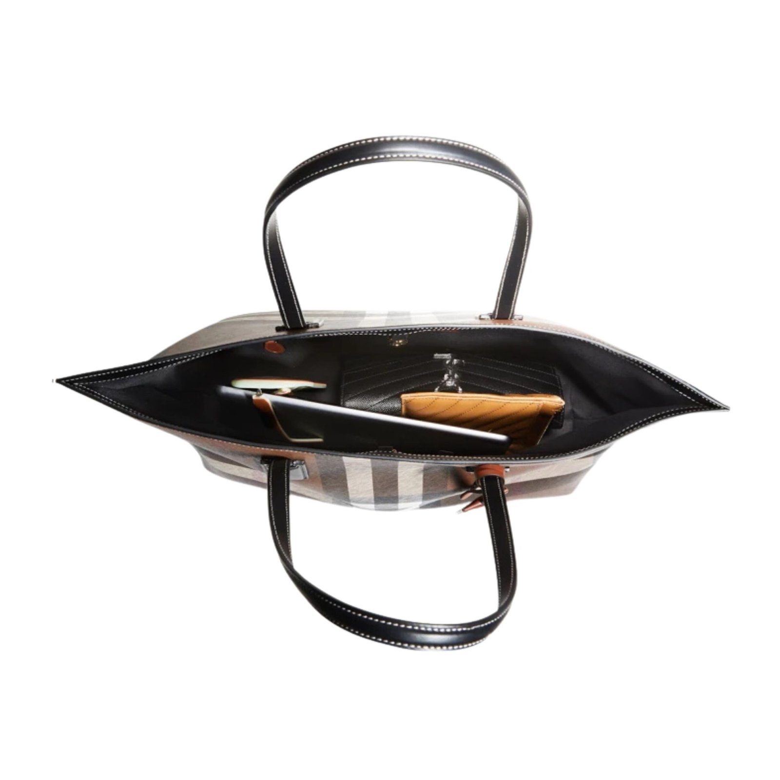 CHECK E CANVAS TOTE BAG