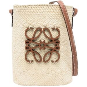 LOEWE ANAGRAM PLAQUE RAFFIA CROSSBODY BAG