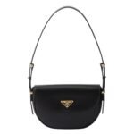 PRADA ARQUE LEATHER SHOULDER BAG WITH FLAP