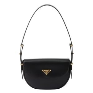 PRADA ARQUE LEATHER SHOULDER BAG WITH FLAP