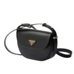 PRADA ARQUE LEATHER SHOULDER BAG WITH FLAP