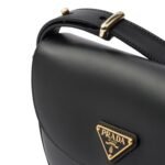 PRADA ARQUE LEATHER SHOULDER BAG WITH FLAP