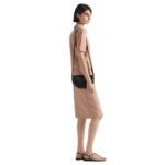 PRADA ARQUE LEATHER SHOULDER BAG WITH FLAP