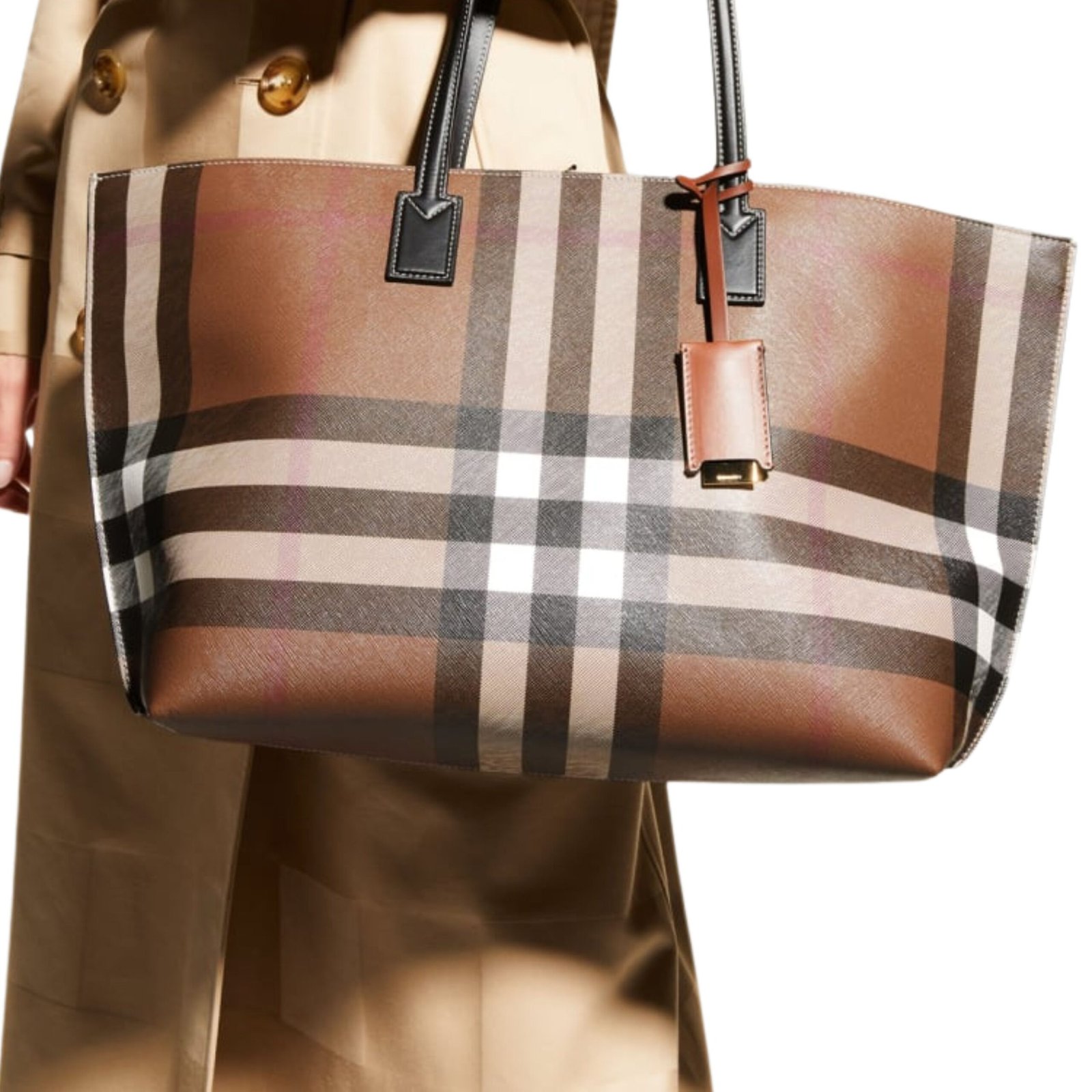 CHECK E CANVAS TOTE BAG