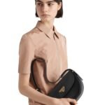 PRADA ARQUE LEATHER SHOULDER BAG WITH FLAP