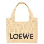 MINI LOEWE FONT TOTE IN RAFFIA