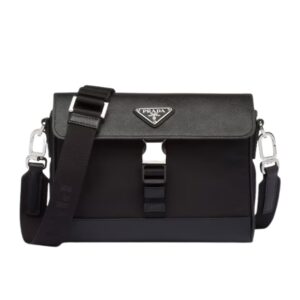 RE NYLON AND SAFFIANO SHOULDER BAG