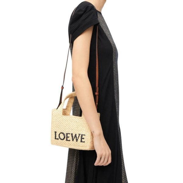 MINI LOEWE FONT TOTE IN RAFFIA - Image 4