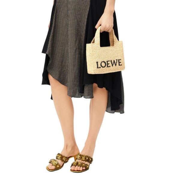 MINI LOEWE FONT TOTE IN RAFFIA - Image 5