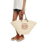 ANAGRAM LARGE BASKET STRAW TOTE BAG