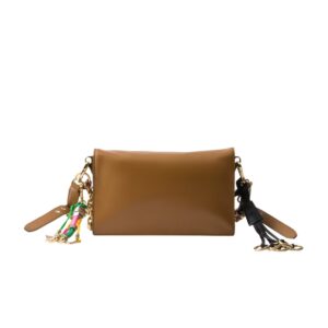 PRADA SOFT SOUND SMALL LEATHER SHOULDER BAG WITH CHARMS