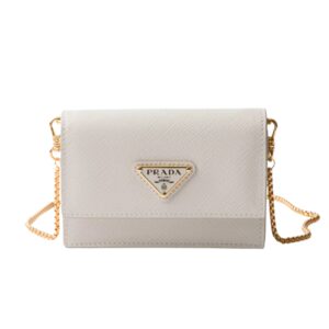 SAFFIANO LEATHER CARD HOLDER WITH SHOULDER STRAP