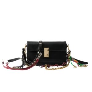 PRADA SOFT SOUND SMALL LEATHER SHOULDER BAG WITH CHARMS