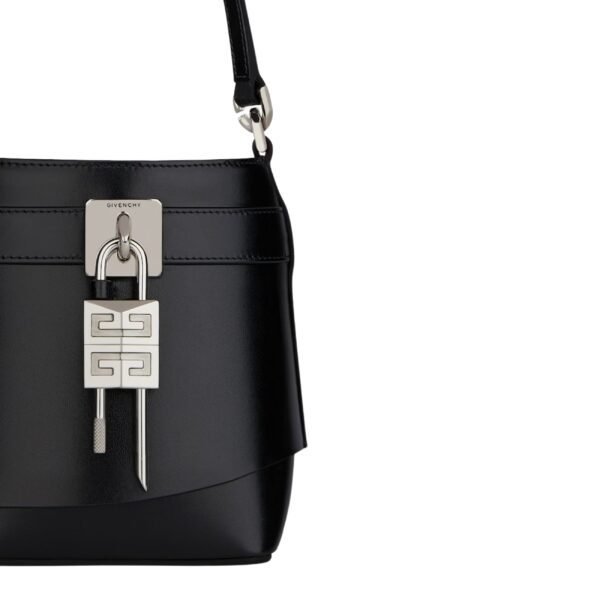 MICRO SHARK LOCK BUCKET BAG IN BOX LEATHER