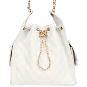 CHANEL MEDIUM 25 HOBO BAG WHITE CAVIAR ANTIQUE GOLD HARDWARE