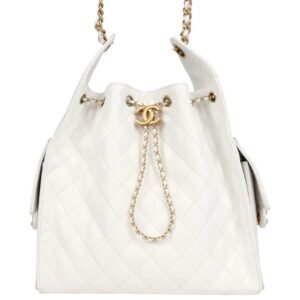 CHANEL MEDIUM 25 HOBO BAG WHITE CAVIAR ANTIQUE GOLD HARDWARE