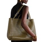 ANDIAMO LARGE EMBELLISHED INTRECCIATO LEATHER TOTE
