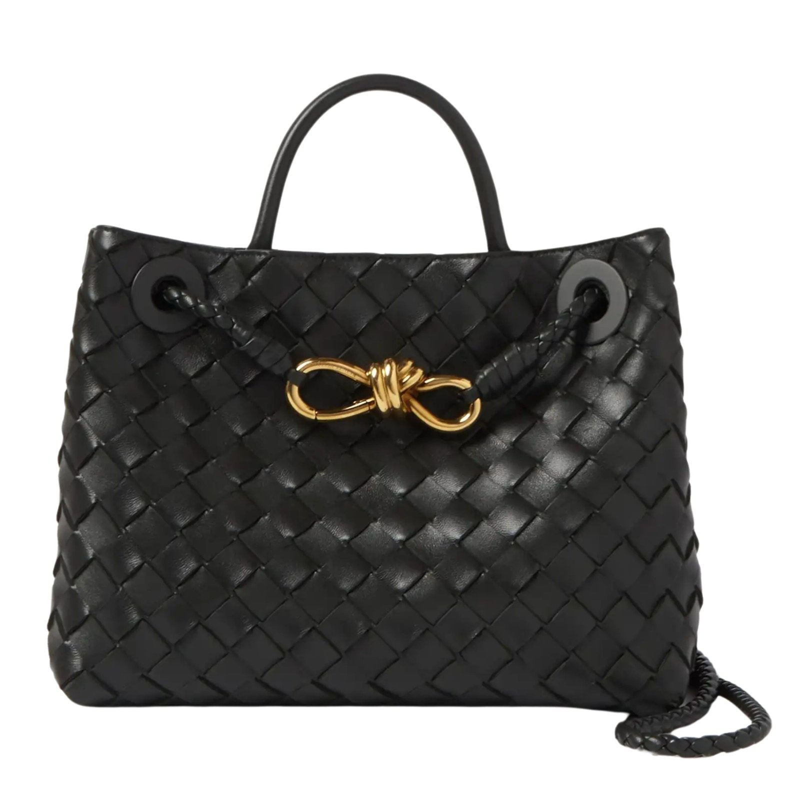 ANDIAMO SMALL INTRECCIATO LEATHER TOTE