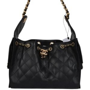CHANEL SMALL 25 HOBO BAG BLACK CAVIAR ANTIQUE GOLD HARDWARE