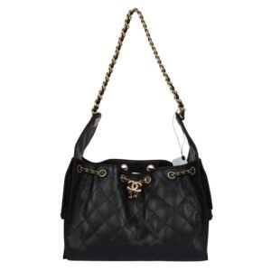 CHANEL SMALL 25 HOBO BAG BLACK CAVIAR ANTIQUE GOLD HARDWARE