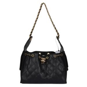 CHANEL SMALL 25 HOBO BAG BLACK CAVIAR ANTIQUE GOLD HARDWARE
