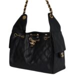 CHANEL SMALL 25 HOBO BAG BLACK CAVIAR ANTIQUE GOLD HARDWARE
