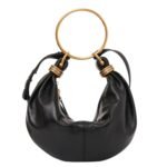 SMALL BRACELET HOBO BAG IN GRAINED LEATHER