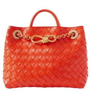 ANDIAMO SMALL INTRECCIATO LEATHER TOTE