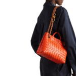 ANDIAMO SMALL INTRECCIATO LEATHER TOTE