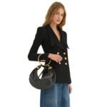 SMALL BRACELET HOBO BAG IN GRAINED LEATHER