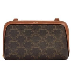 CLUTCH ON CHAIN CUIR TRIONPHE IN TRIONPHE CANVAS AND LAMBSKIN
