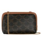 CLUTCH ON CHAIN CUIR TRIONPHE IN TRIONPHE CANVAS AND LAMBSKIN