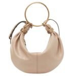 SMALL BRACELET HOBO BAG IN GRAINED LEATHER