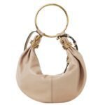 SMALL BRACELET HOBO BAG IN GRAINED LEATHER