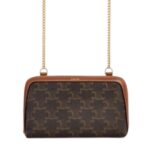 CLUTCH ON CHAIN CUIR TRIONPHE IN TRIONPHE CANVAS AND LAMBSKIN