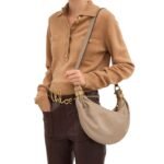 SMALL BRACELET HOBO BAG IN GRAINED LEATHER