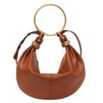 SMALL BRACELET HOBO BAG IN GRAINED LEATHER