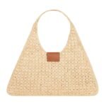 CABAS TRIANGLE IN RAFFIA AND CALFSKIN