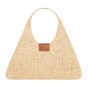 CABAS TRIANGLE IN RAFFIA AND CALFSKIN