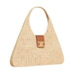 CABAS TRIANGLE IN RAFFIA AND CALFSKIN