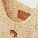 CABAS TRIANGLE IN RAFFIA AND CALFSKIN