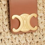 CABAS TRIANGLE IN RAFFIA AND CALFSKIN