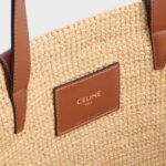 MEDIUM SUPPLE CELINE CLASSIC PANIER IN RAFFIA AND CALFSKIN