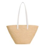 MEDIUM SUPPLE CELINE CLASSIC PANIER IN RAFFIA AND CALFSKIN