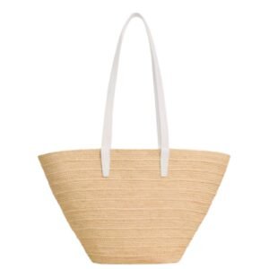 MEDIUM SUPPLE CELINE CLASSIC PANIER IN RAFFIA AND CALFSKIN