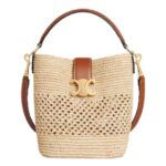 SMALL LOUISE BUCKET IN RAFFIA AND CALFSKIN