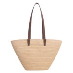MEDIUM SUPPLE CELINE CLASSIC PANIER IN RAFFIA AND CALFSKIN